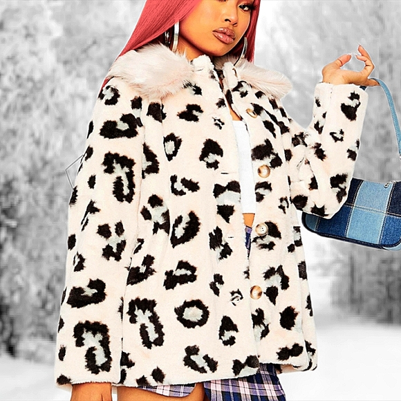 Pink Leopard Print Faux Fur Coat - Picture 2 of 6